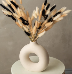 Modern Ceramic White Donut Vase – Boho Decorative Vase for Pampas & Dried Flowers