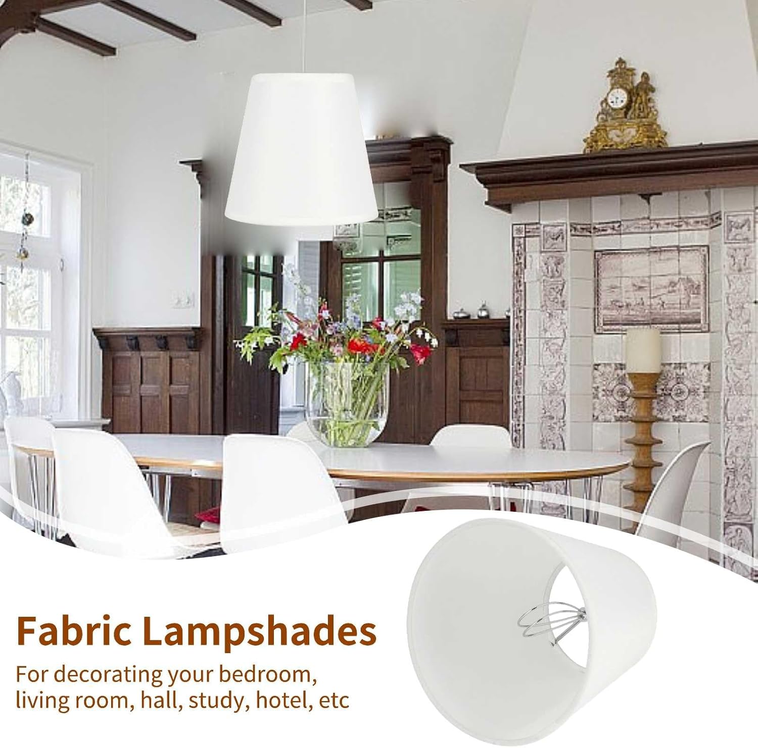 Set of 6 Clip-On Fabric Lampshades – Small E14 Light Shades