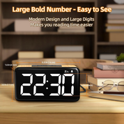 Digital LED Alarm Clock with Large Display, Snooze, 2 Volumes & 5 Brightness