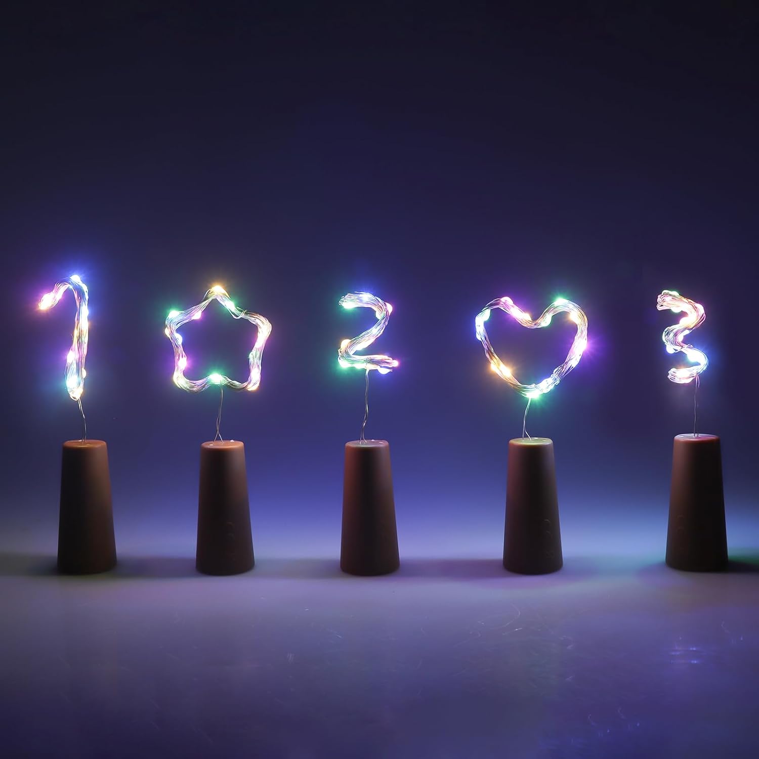 10-Pack Bottle Cork Lights, 20 LED, Multicolor Fairy