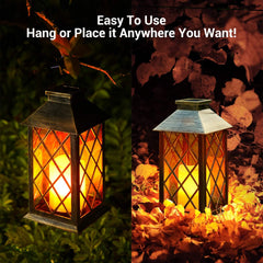 Solar Lanterns for The Garden – Moroccan-Style Flickering Outdoor Lights, Auto On/Off, Waterproof IP44, Warm White LED