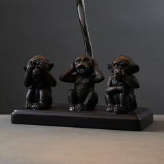 Animal Table Lamp Three Wise Monkeys Light Large Lampshade Shade LED Light Bulb