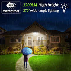 Outdoor Solar Security Lights with 6000mAh Battery & Motion Sensor for Garden Garage and Yard