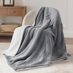 Bedsure Sherpa Fleece Throw Blanket – Soft Fluffy Microfiber Sofa & Bed Blanket, Silver Grey, 150x200 cm