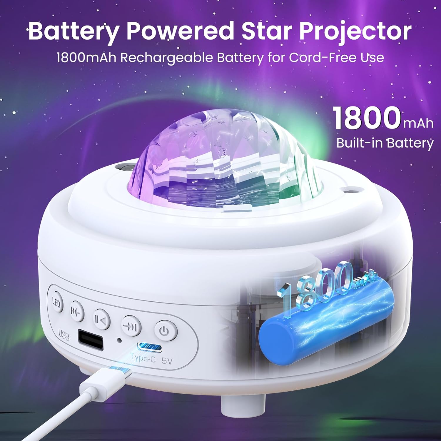 Galaxy Light Projector with Bluetooth Speaker & 8 Modes