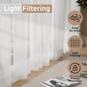 White Voile Sheer Curtains 84 Inch Drop – 2 Panels Rod Pocket Window Drapes