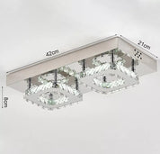 Modern Square Chrome Crystal LED Ceiling Light Lamp Fitting Pendant Chandelier