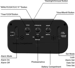 LED Digital Alarm Clock – Large LCD Display, Snooze, Temperature, Smart Brightness