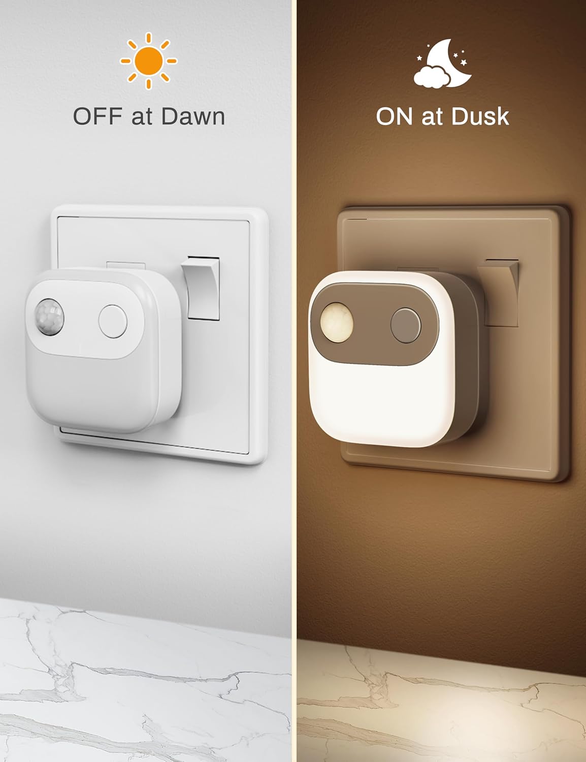 Plug-in Motion Sensor Night Light, 3000K Warm White