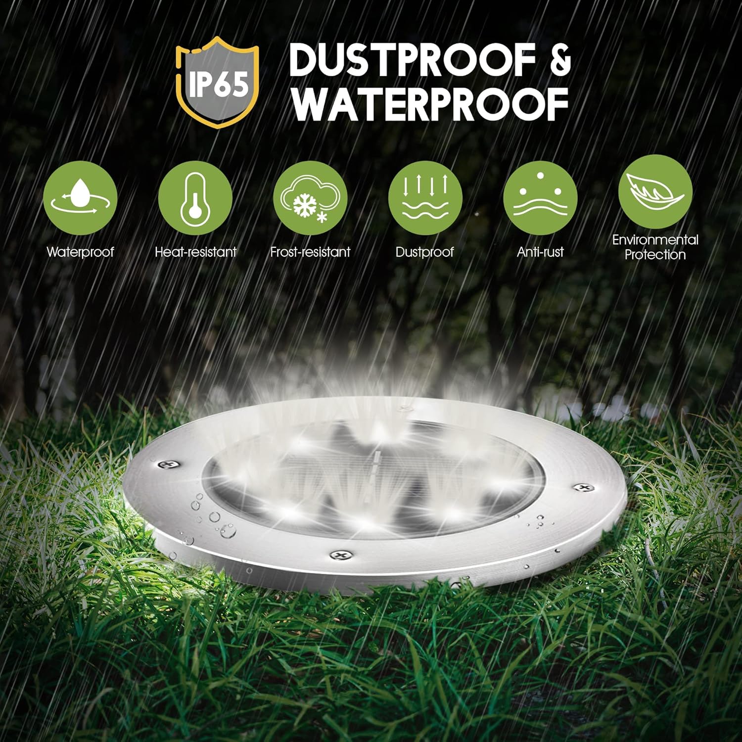 White Solar Ground Lights – 8-Pack Waterproof LED Pathway