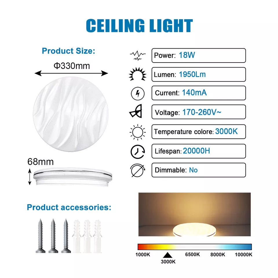 Modern LED Ceiling Light Round Panel – Energy-Efficient Indoor Downlight for Bathroom, Kitchen & Bedroom