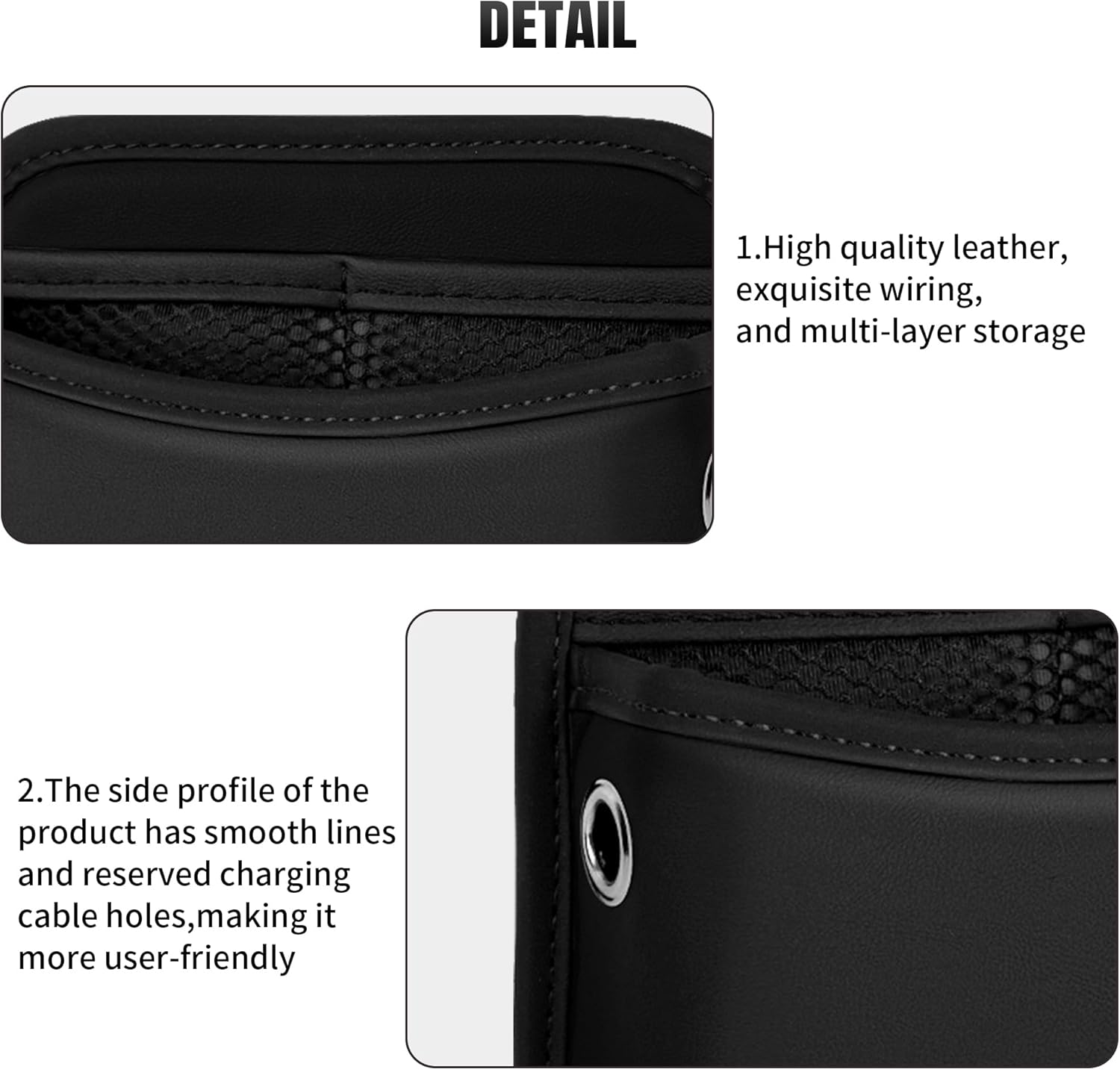 Leather Car Seat Gap Filler Organizer – Universal Side Pocket Storage Pouch (Black)