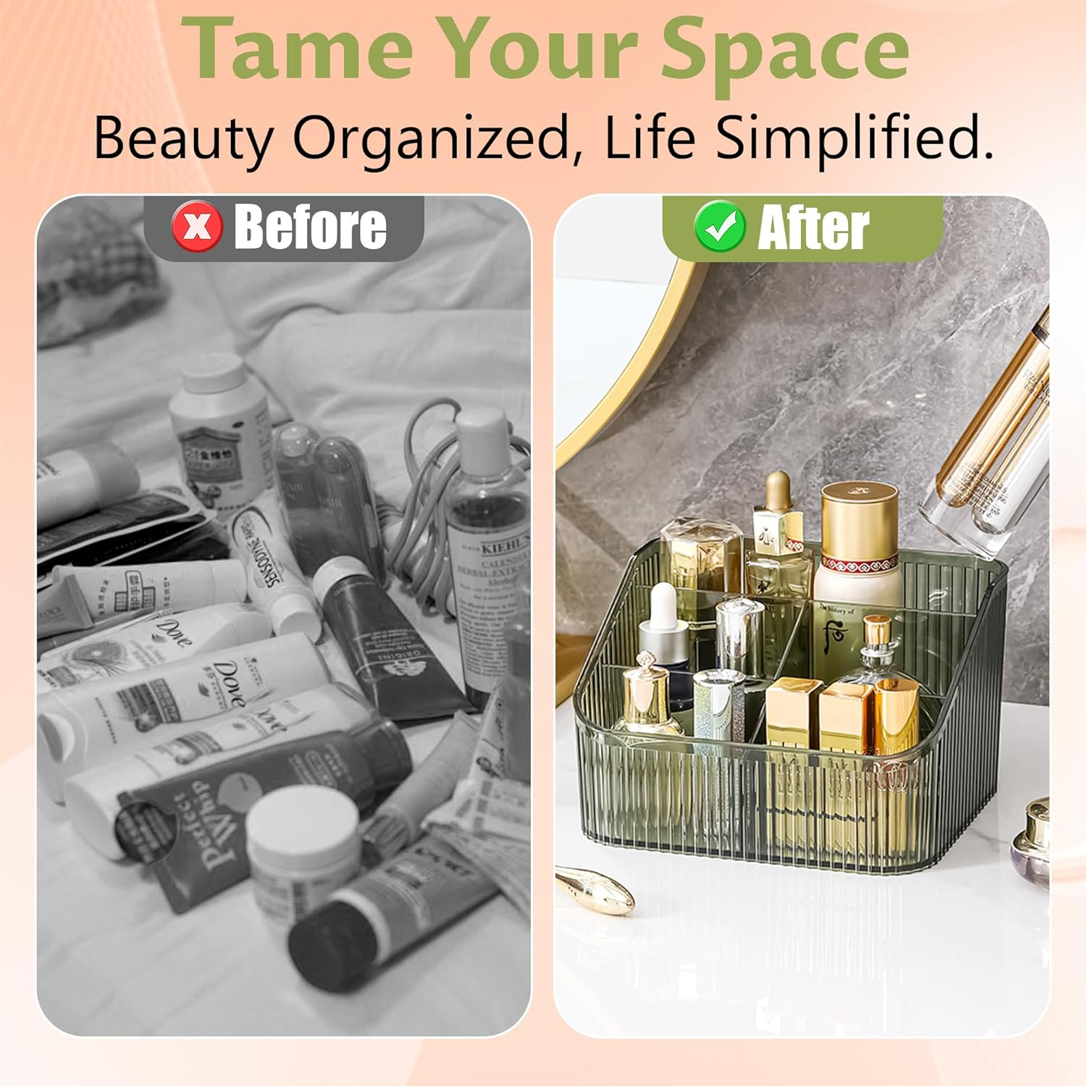 Homeanda Green Makeup Organizer – Cosmetic & Skincare Storage Compartments