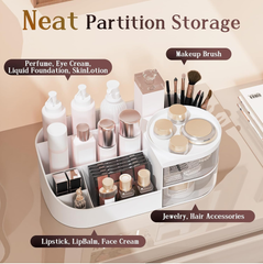 Large White Makeup Organizer Box with Drawer for Skincare and Jewelry