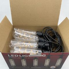 Outdoor Festoon String Lights, 10 Edison Bulbs, 5m, Warm White 3000K, Connectable Hanging Lights