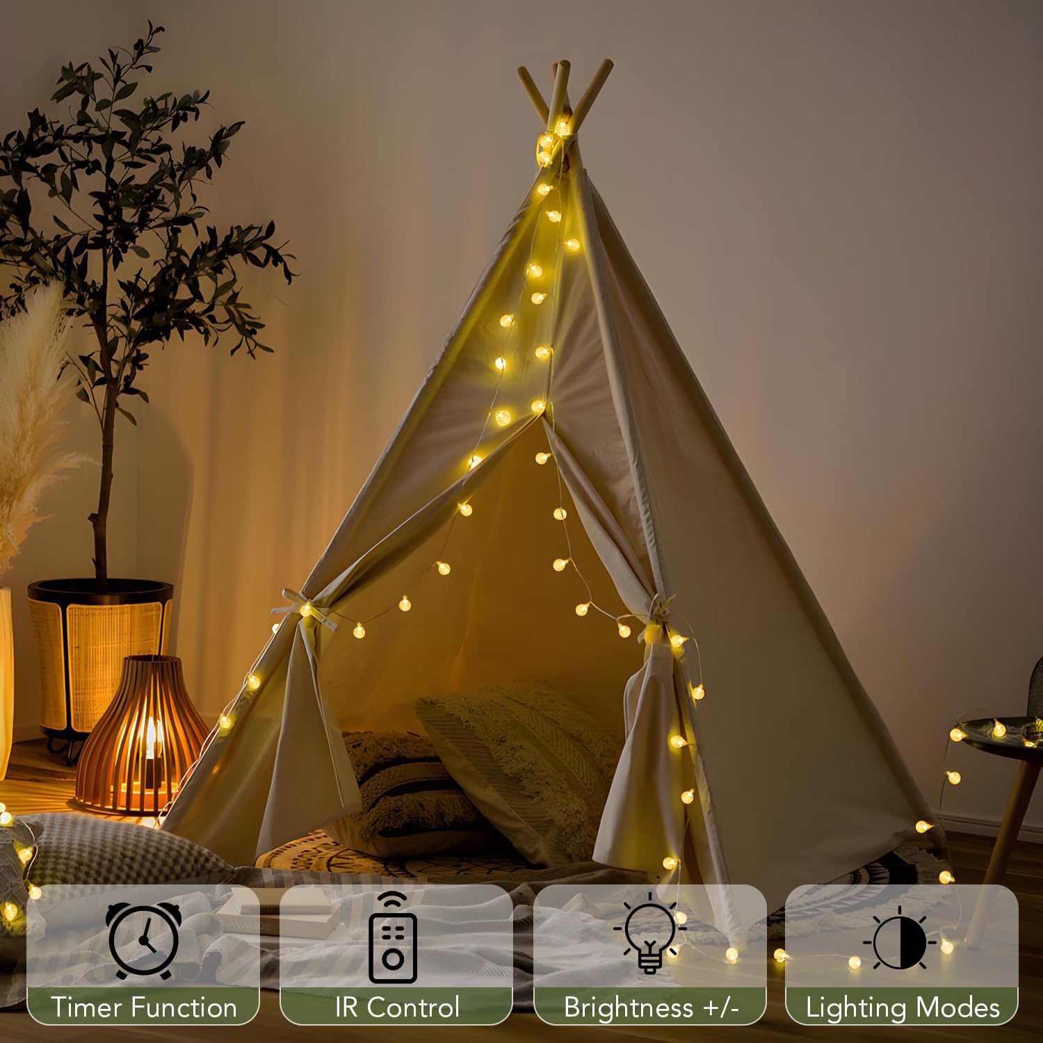 50 LED Globe String Lights with Remote Control