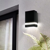 Modern Square LED Up/Down Wall Light, Waterproof Indoor/Outdoor Garden Porch Sconce - Black