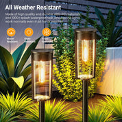 4 Pack Solar Garden Lights – Warm White Tungsten Filament, Waterproof, Auto On/Off