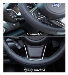 Leather Car Steering Wheel Cover – Soft Microfiber, Anti-Slip, Breathable, Universal Fit (37–38cm, Black)