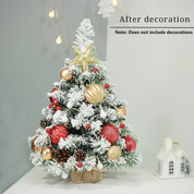 HOMCOM 60cm Prelit Snow Flocked Mini Christmas Tree with LEDs, Pine Cones & Berries