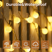 Battery Globe String Lights, 40 LEDs, 8 Modes, Waterproof