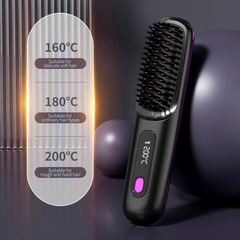 Cordless Hair Straightener Brush – Portable Heated Brush for Quick Styling & Travel