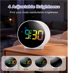 Curved LED Digital Alarm Clock with Dual Alarms, Snooze & 4-Level Brightness