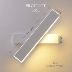 Modern 12W LED Wall Light – 350° Rotatable Indoor Sconce, Warm White for Bedroom, Hallway, Living Room