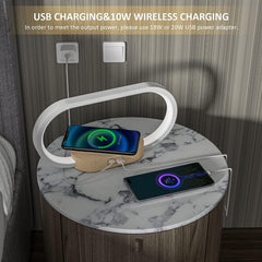 Wireless Charging Bedside Lamp with Touch Control, Dimmable LED Table Lamp with Clock, USB Night Light, 5 Color Temperatures