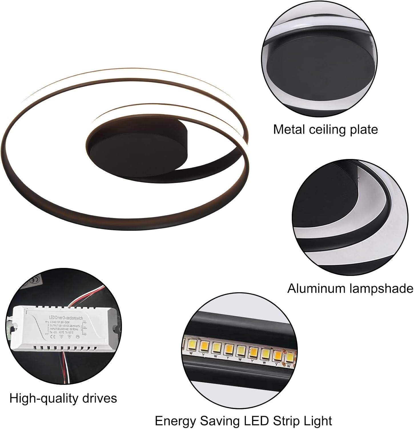 18'' Dimmable LED Ceiling Light with Remote Control