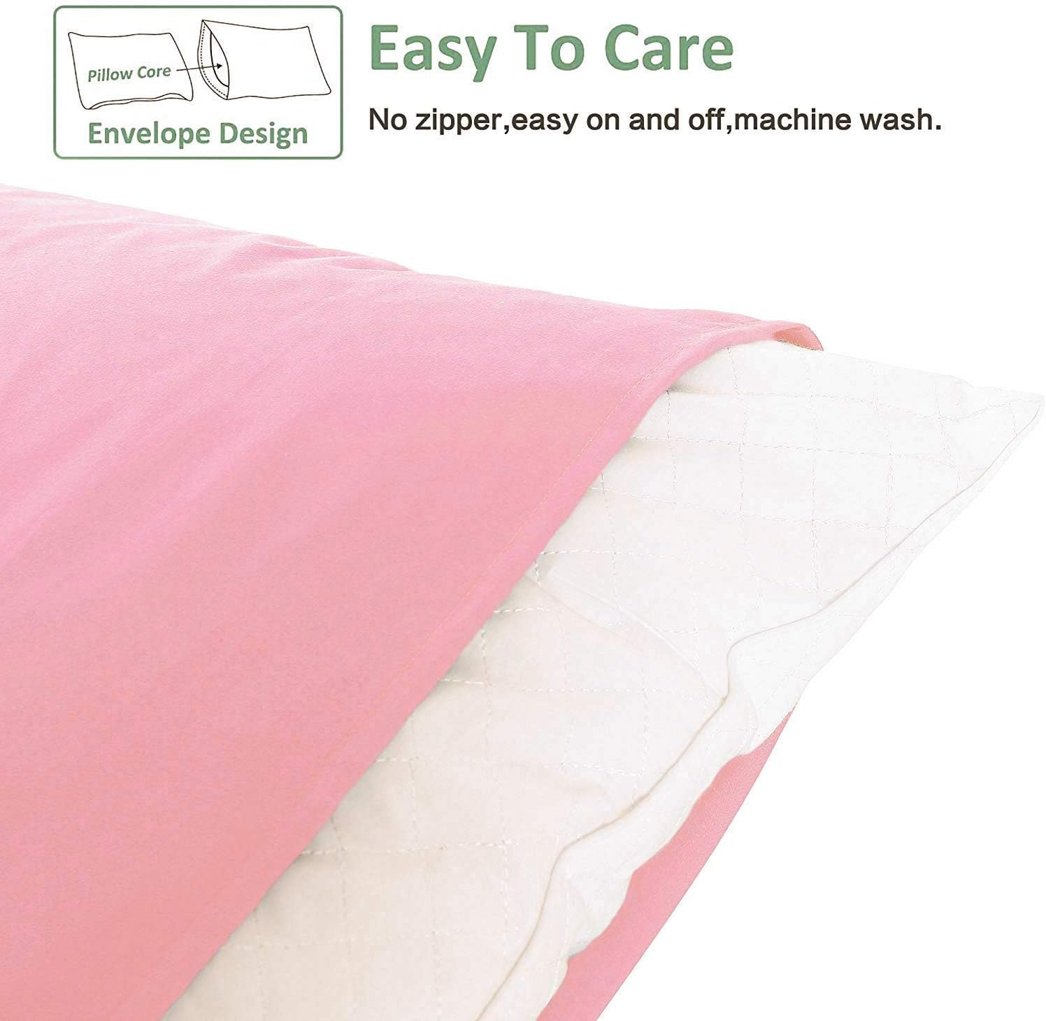 2 Pack Super Soft Brushed Microfiber Pillowcases 50x90cm – Fade & Wrinkle Resistant, Pink