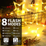 Christmas Window Star Lights, 30 LEDs Battery String Lights with Timer