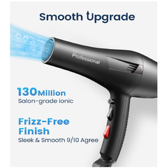 Professional Ionic Hair Dryer – Fast Drying Blow Dryer with Diffuser & Comb, Black