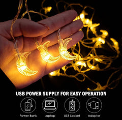 Moon Fairy Lights, 6M 40 LEDs USB String Lights for Indoor & Outdoor Décor