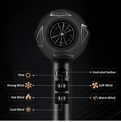 Professional 2400W Ionic Hair Dryer – Fast Blow Dryer with Diffuser & Styling Combs