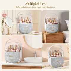 Large Multifunctional Makeup Organizer with Drawers – Dustproof Cosmetic Storage Box
