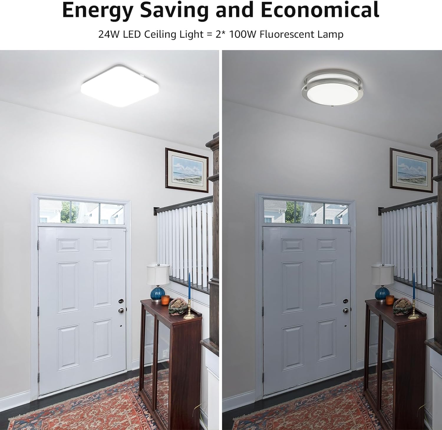 24W Square LED Ceiling Light, IP44, 5000K Daylight