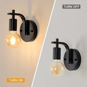 Black Industrial Wall Lights, Vintage E27 Sconce Set