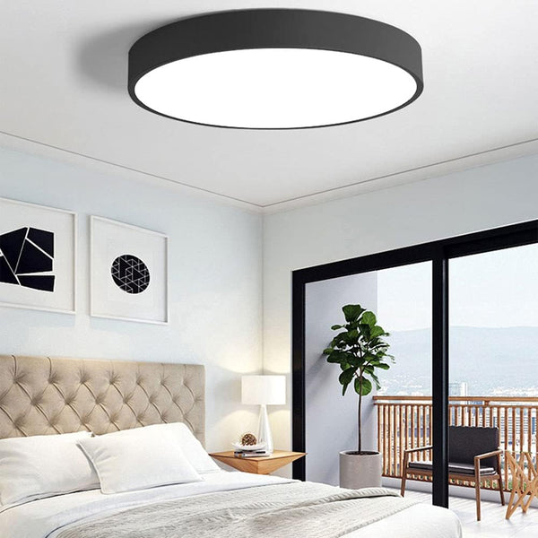 24W Round LED Flush Mount Ceiling Light, Acrylic Lamp Shade, Lighting Fixture for Bedroom Corridor Decoration