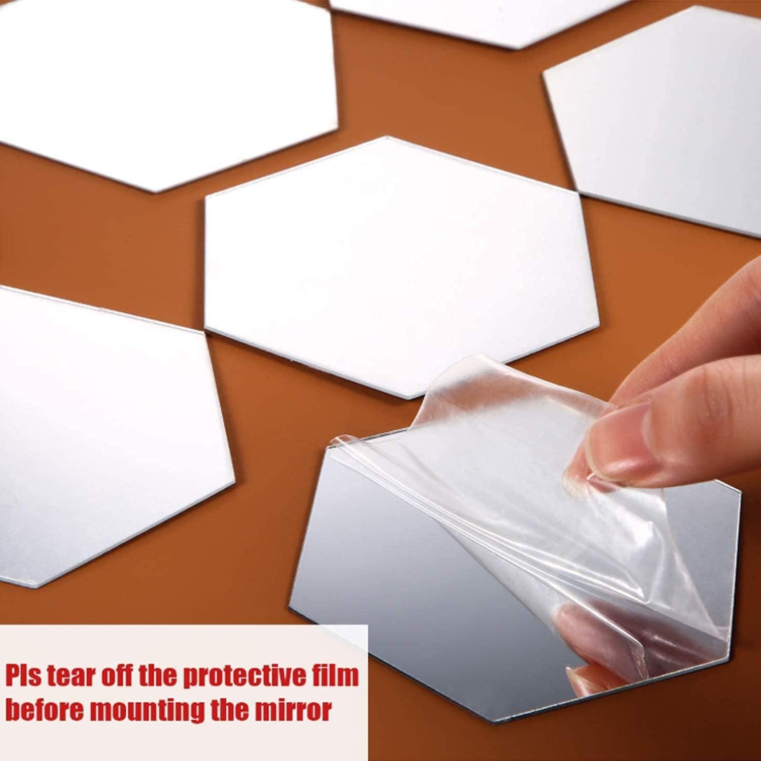 24Pcs Hexagon Acrylic Mirror Wall Sticker Decals