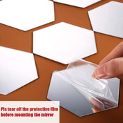 24Pcs Hexagon Acrylic Mirror Wall Sticker Decals