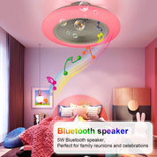 Smart RGB LED Ceiling Fan with Bluetooth Speaker & Remote Control – Modern Starry Sky Design