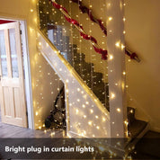 LE 306 LED Curtain Lights – 3m x 3m, 8 Modes, Plug-in, Warm White