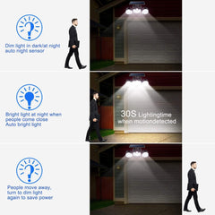 30 LED Dual Head Waterproof Wall Lights, 360° Rotatable Motion Security Lights for Patio, Yard, Garden