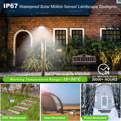 Solar Motion Sensor Lights, Solar LED Spotlights, IP67 Waterproof Outdoor Garden Lights Wireless Solar Powered Spot Lights for Garden