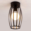 Modern Semi Flush Mount E27 Metal Wire Cage Ceiling Lamp for Farmhouse Kitchen, Bedroom