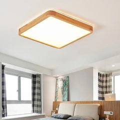 12-Inch 36W Wood Grain LED Ceiling Light - Flat Square Design for Modern Spaces