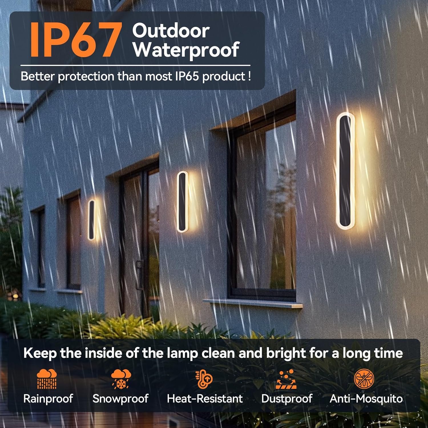 Outdoor LED Wall Light 40cm, IP67 Waterproof Modern Lamp