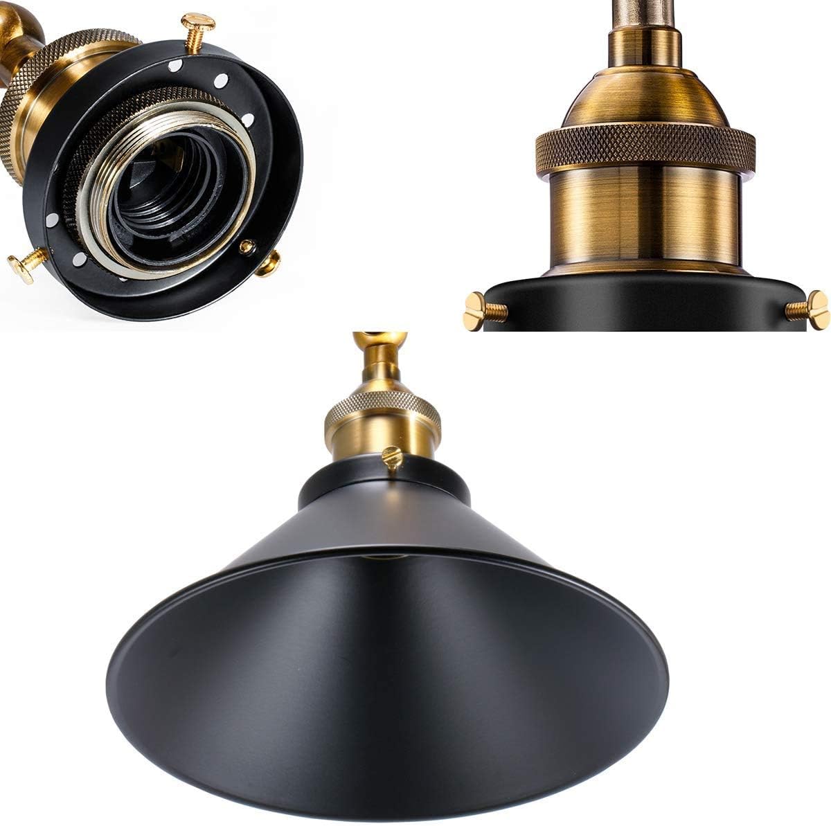 Vintage Black Industrial Wall Sconce, 240° Adjustable, 2 Pack