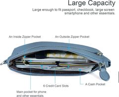 Genuine Leather Wristlet Clutch Wallet for Women – Card & Cash Organizer Purse